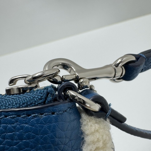 COACH Blue Extra Large Leather Sherpa Wristlet